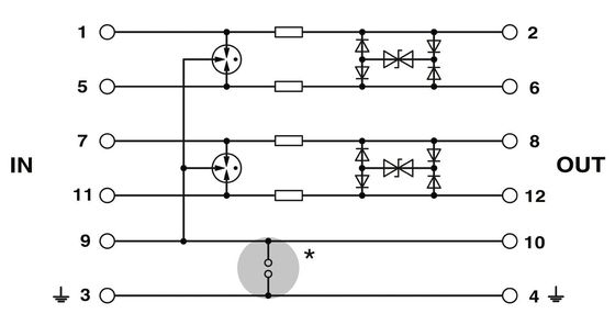 24 V DC PT 2X2-HF-24 Protector contra sobretensiones Plug 4 diseño de polo para una protección efectiva