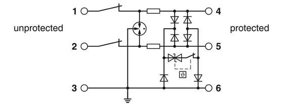 Protector contra sobretensiones TTC-6P-2-HC-M-24DC-PT-I de 2 polos y 24 V de voltaje nominal de corriente continua para la protección