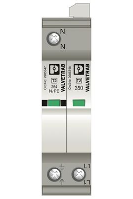 VAL-SEC-T2-2C-350-FM Protector contra sobretensiones tipo 2 5V CA... 250V CA 125V CC 200mA CC 3 polos