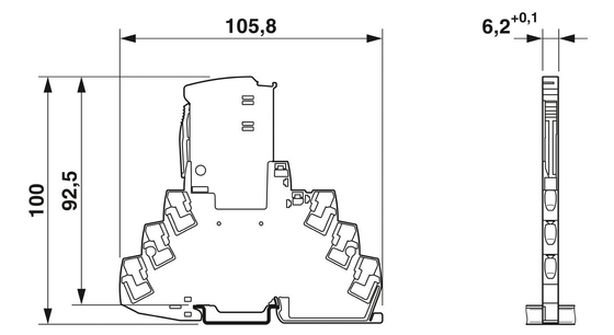 Protector contra sobretensiones TTC-6P-2-HC-M-24DC-PT-I con 2 polos y voltaje nominal de 24 V CC