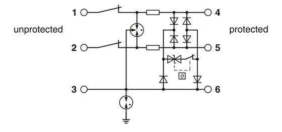 2906787 Protector contra sobretensiones TTC-6P-3-HF-F-M-24DC-UT-I con voltaje nominal de 24 V de corriente continua