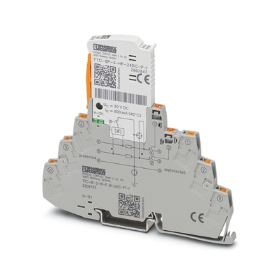 Protector contra sobretensiones TTC-6P-3-HF-F-M-24DC-PT-I de 2 polos para equipos de protección contra sobretensiones de 24 V de CC