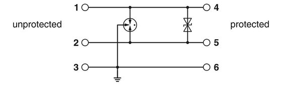 Protector contra sobretensiones TTC-6-2-24DC-UT con voltaje nominal de 24 V de corriente continua y protección de 2 polos