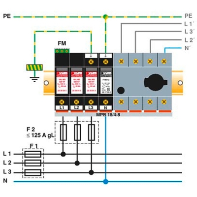 2858564 VAL-MS 320/3 1 Contacto con Fénix Tipo 2 Protector contra sobretensiones 4 Polo 230 V CA nominal