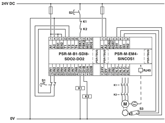 Modulo de extensión del relé de voltaje PSR-M-EM7-SINCOS2-PI con protección del relé de acoplamiento