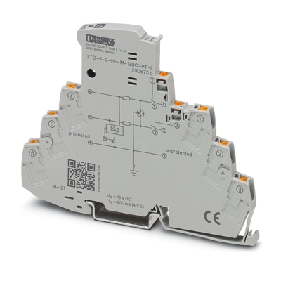 TTC-6-3-HF-M-12DC-PT-I Protector de corrientes de contacto Phoenix 2 polos 12 V de voltaje nominal de corriente continua