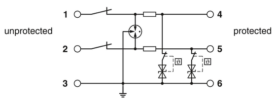 TTC-6-3-HF-M-12DC-PT-I Protector de corrientes de contacto Phoenix 2 polos 12 V de voltaje nominal de corriente continua