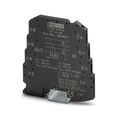 Protector contra sobretensiones de voltaje nominal de 24 V CC 2804678 LIT 4-24 con 2 polos por contacto con Phoenix