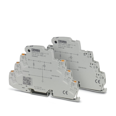 Protector contra sobretensiones de 2 polos TTC-6-1X2-24DC-PT por contacto de Phoenix para voltaje nominal de 24 V CC