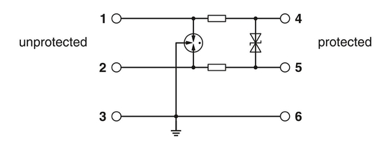 Protector contra sobretensiones de 2 polos TTC-6-1X2-24DC-PT por contacto de Phoenix para voltaje nominal de 24 V CC