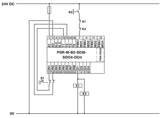 Modulo de seguridad PSR-M-B2-SDI8-SDO4-DO4-SC de protección para el apagado de seguridad de carga de contacto