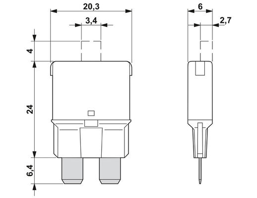 Interruptor de circuito magnético térmico de dispositivo con voltaje nominal de 32 V por contacto con Phoenix