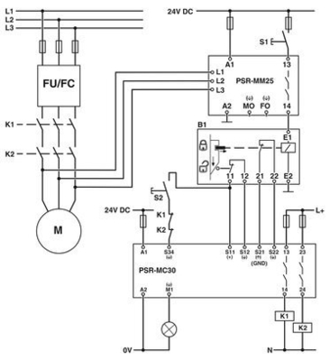 Protector PSR-MM25-1NO-2DO-24DC-SP Relay de seguridad con protección contra el voltaje de contacto de Phoenix