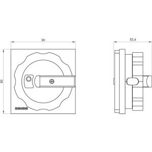 PLC 3LD9284-1B Mecanismo de funcionamiento rotativo Selector de interruptor negro de cuatro agujeros de montaje frontal