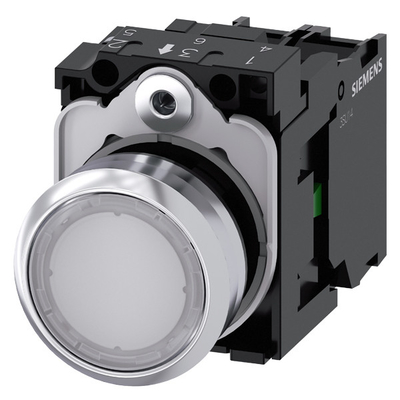 Siemens 3SU1152-0AB60-1BA0 Metal Brillante Iluminado Botón plano Botón blanco momentáneo