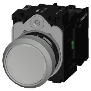 Siemens 3SU1152-0AB60-1BA0 Metal Brillante Iluminado Botón plano Botón blanco momentáneo