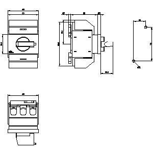 Siemens 3KD0232-2KG20-3 Interruptor de desconexión del eje con operación frontal 3 polos Ti gris