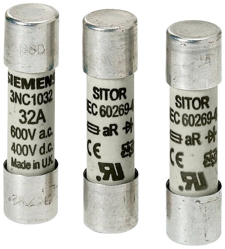 3NC1008 15A 600VAC/700VDC aR 10X38mm SITOR Enlace de fusible cilíndrico para protección de la energía