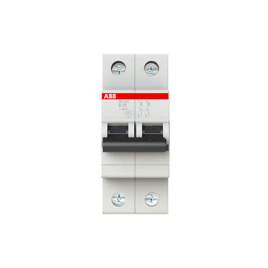 2P MCB SH202-B25 Interruptor de circuito en miniatura Número de polo 2 Corriente nominal 25A
