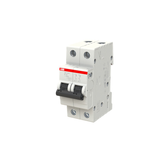 2P MCB SH202-C6 Interruptor de circuito en miniatura de voltaje nominal 220 C 6 Un número de polos