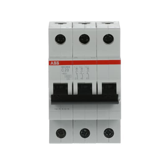 MCB SH203-C20 Interruptor de circuito en miniatura 3P Corriente nominal 20A Frecuencia nominal 50 Hz