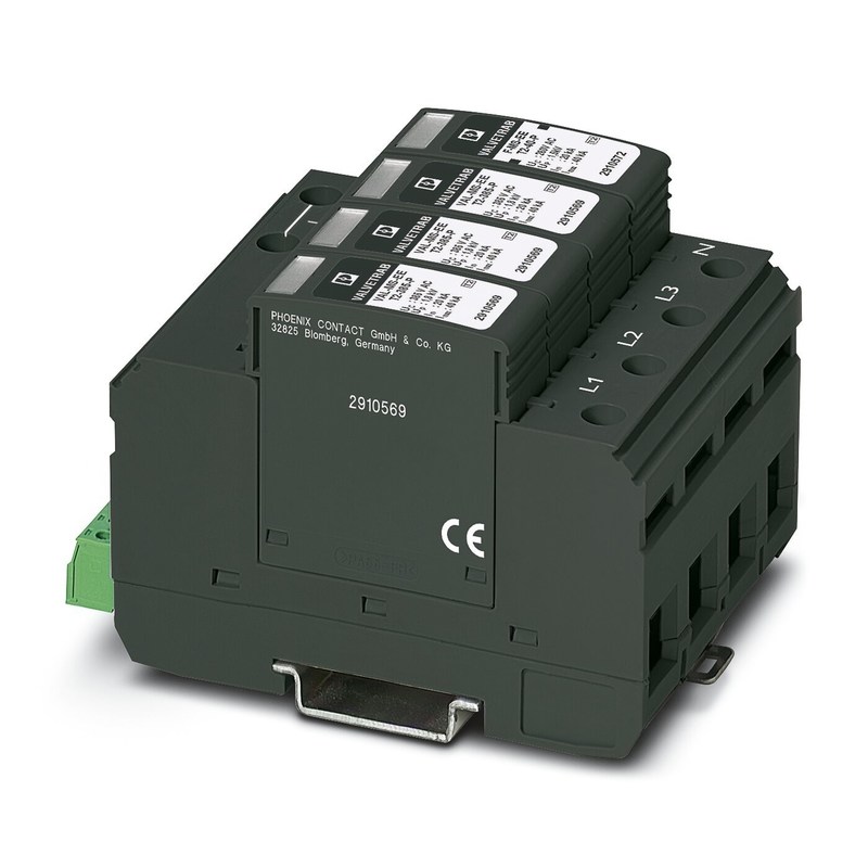 Protector contra sobretensiones de 4 polos de 240/415 V AC para VAL-MS-EE-T2-4 0-385-UD-FM Contacto con Phoenix