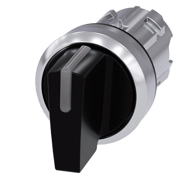 3SU1052-2BM10-0AA0 SIRIUS ACT Selector Conmutador de metal Brillante mango corto 3 posiciones Negro