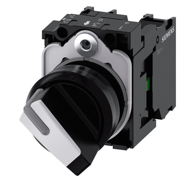 Interruptor selector de manija corta de plástico 3SU1100-2BF60-1MA0 para 2 posiciones en SIRIUS ACT