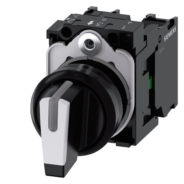 3SU1100-2BM60-1NA0 Selector de manija corta Conmutador de plástico Unidad completa 3 posiciones