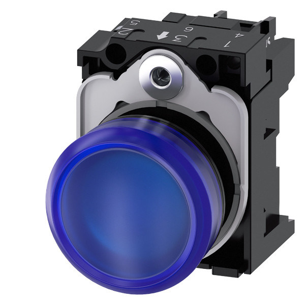 Luz piloto de plástico con lente lisa de luz azul para SIRIUS ACT 3SU1102-6AA50-1AA0