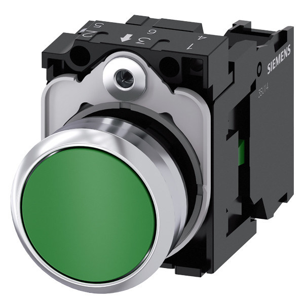 3SU1150-0AB40-1BA0 SIRIUS ACT Botón de empuje Verde Metal Brillante Botón plano para el momento