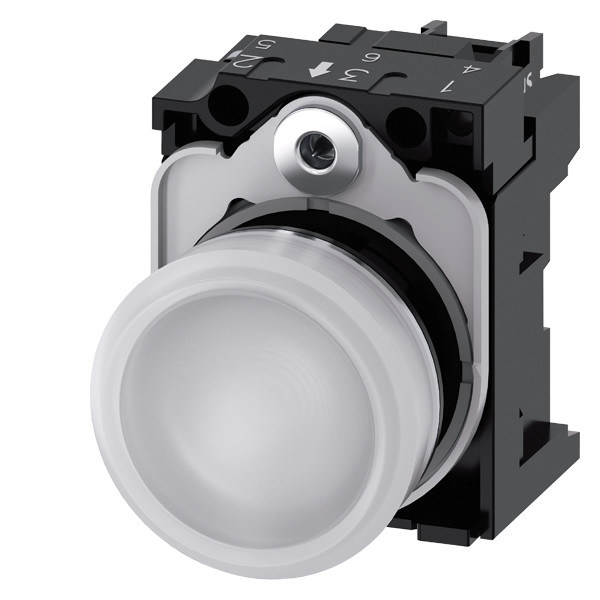 Lente lisa con reflujo SIRIUS ACT Unidad completa 24V AC/DC Luz piloto iluminada con metal brillante