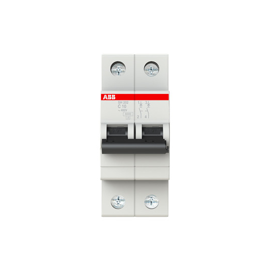 SH202-C10 Interruptor de circuito en miniatura 2P C 10 A Curva BCD C para aplicaciones industriales