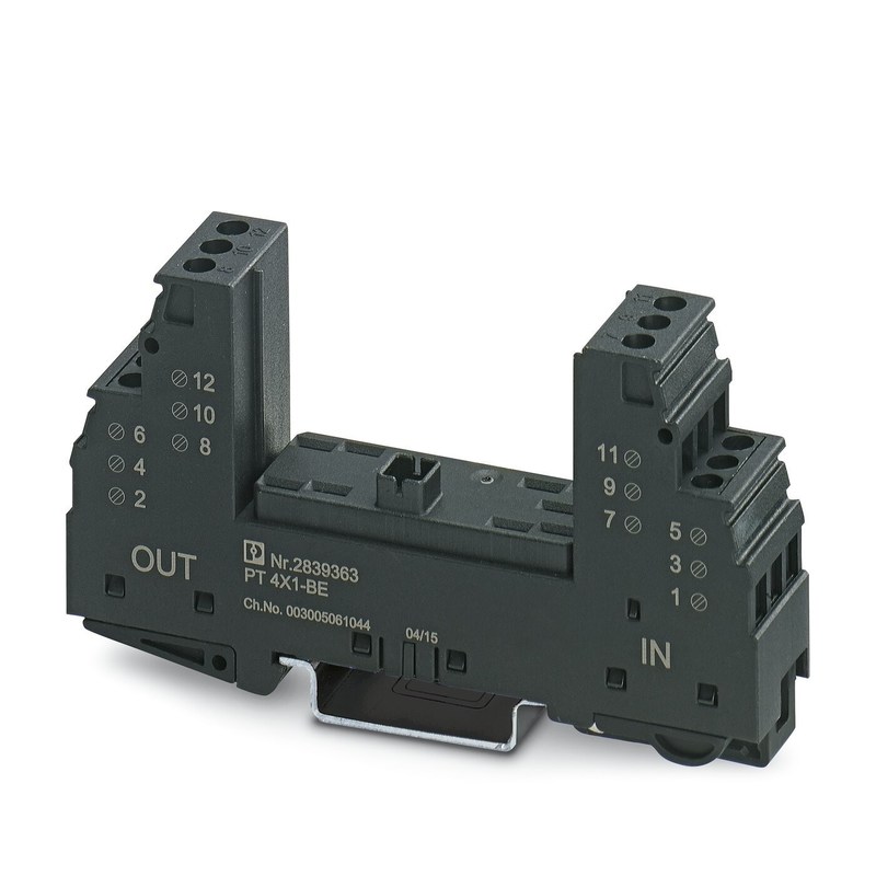 1 Polo 2839363 PT 4X1-BES Protector de corrientes eléctricas de base de tensión nominal 4X1-BE para la seguridad industrial