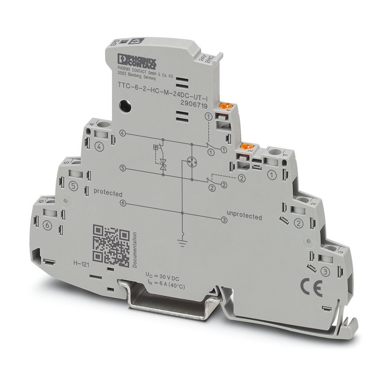 Protector contra sobretensiones TTC-6-2-HC-M-UT-I con 2 polos y 24 V de voltaje nominal de corriente continua