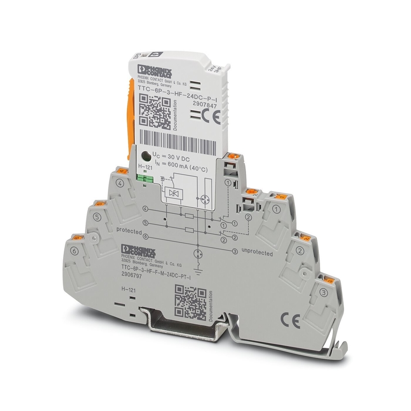 Protector contra sobretensiones TTC-6P-3-HF-F-M-24DC-PT-I de 2 polos para equipos de protección contra sobretensiones de 24 V de CC