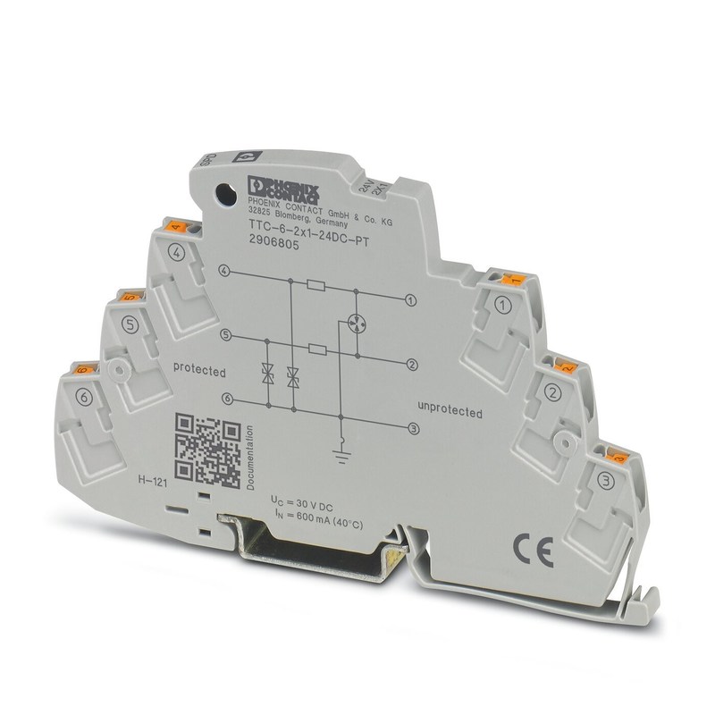 Protector de sobretensiones de 24 V TTC-6-2X1-PT Proteja su equipo industrial con 2 polos