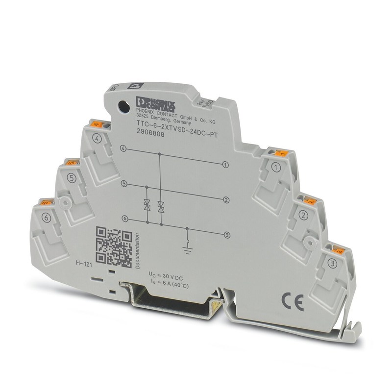 TTC-6-2XTVSD-24DC-PT Protector contra sobretensiones de 2 polos con 2 polos y voltaje nominal de 24 V de corriente continua