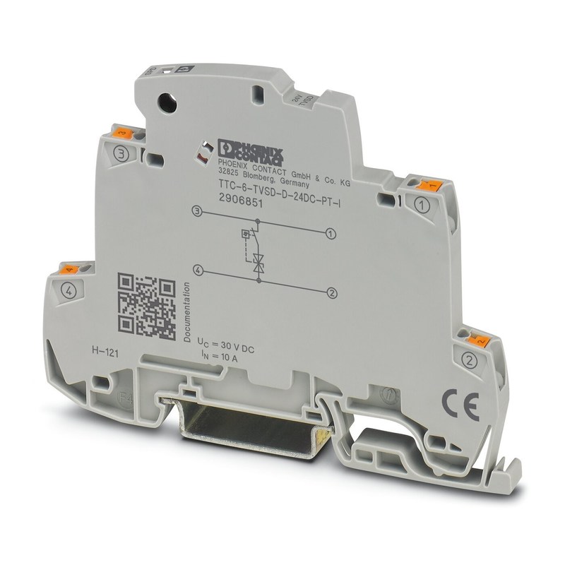 TTC-6-TVSD-D-24DC-PT-I Protector de corrientes de contacto de Phoenix 2 polos de voltaje nominal de 24 V CC