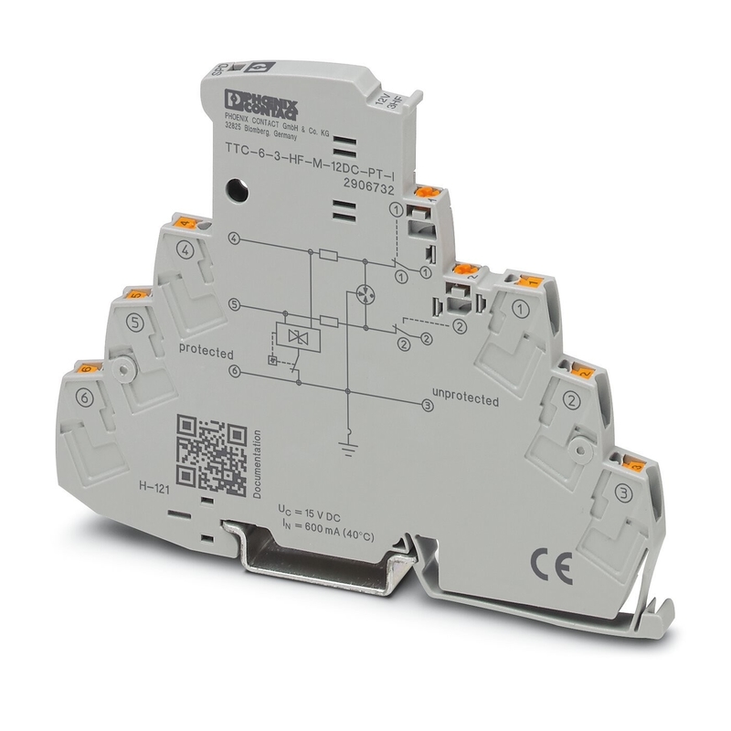 Protector de sobretensiones TTC-6-3-HF-M-12DC-PT-I por contacto Phoenix para 12 V de voltaje nominal de corriente continua