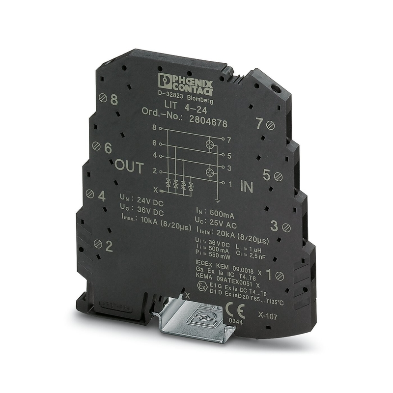 Protector contra sobretensiones de voltaje nominal de 24 V CC 2804678 LIT 4-24 con 2 polos por contacto con Phoenix