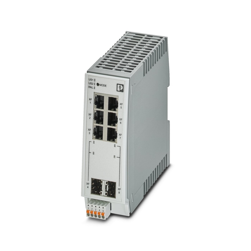Conexión con Phoenix FL SWITCH 2206-2SFX Interruptor Ethernet industrial para protección de red