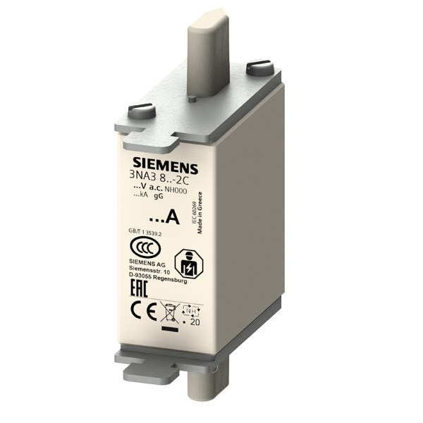 500V Tamaño 000 Indicador frontal LV HRC Enlace de fusible GL/GG 3NA3822-2C con llaves de agarre no aislados